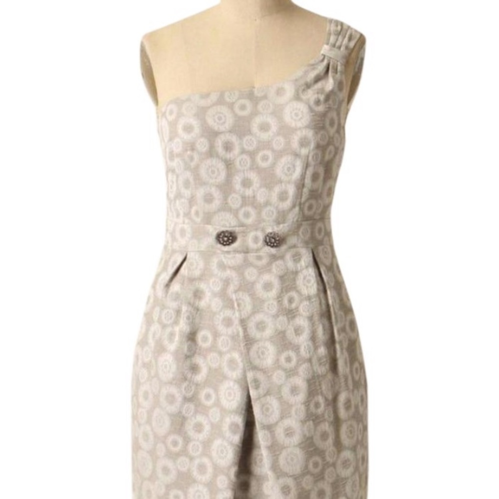 Anthropologie silver one shoulder dress. Sz 14. - Picture 2 of 5